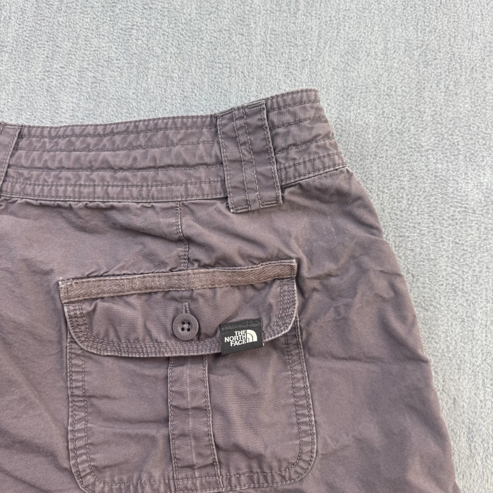 The North Face Shorts Women 12 Gray Purple Chino Flat Front Cuffed Hiking Cotton - Picture 11 of 14